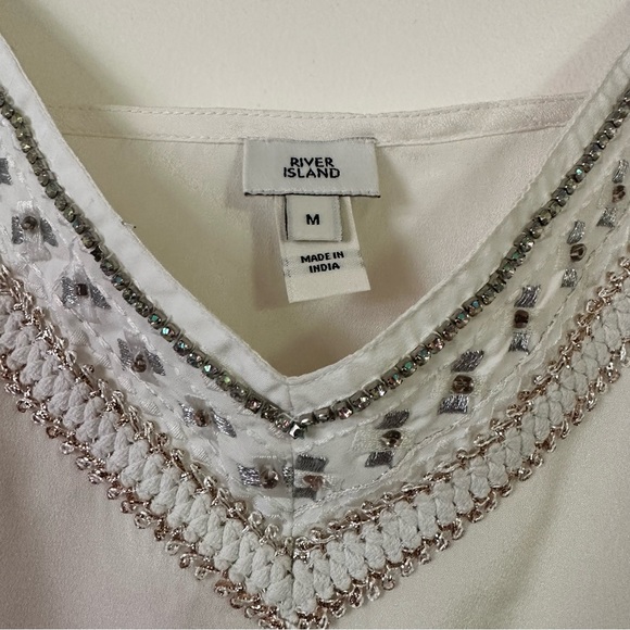 River Island Midi Beach Slip Dress in cream - Picture 4 of 6